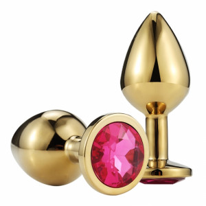 Metallic Anal Dop Buttplug Small Gold / Fuchsia