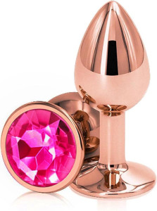 Anal Plug Charm Large Rose Gold Dark Pink Crystal Passion Labs