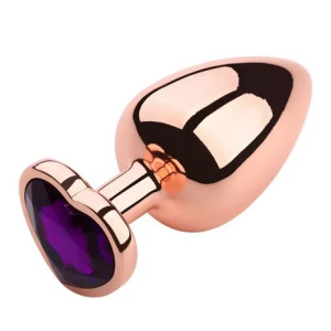Anal Plug Brilliant Anal Plug Large, Rose Gold, Dark Purple Stone, Passion Labs