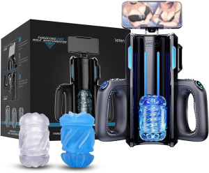Masturbator Leten King Thrusting Pro, 10 Moduri Thrusting, 10 Viteze, TPE, Negru, 38 cm