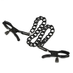 Nipple Clamps with Chain, Black, Mokko Toys