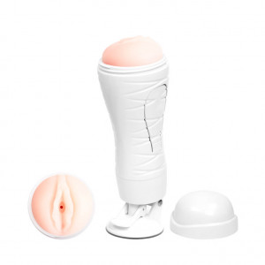 Masturbator Vagin Flora cu Ventuza, 12 Moduri Vibratii, TPR Life-Like