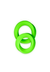 Set of 2 Silicone Glow in the Dark Rings, Neon Green