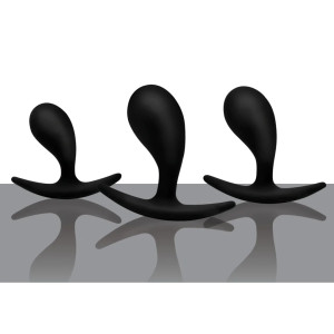 Dark Droplets 3 Piece Curved Anal Trainer Set Black