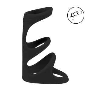 3 Loop Silicone Cockring - Black