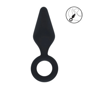 Silicone Anal Plug with Loop - S - Black