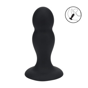 Double Rattle Liquid Silicone Anal Plug - M - Black