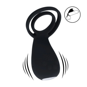 Vibrating Cock and Ball Ring with Paw Stimulator - Black