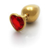 Heart Gem Butt Plug - Large - Gold/Ruby Red