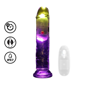 LED Vibrating Straight Cock - 7" / 18 cm - Transparent