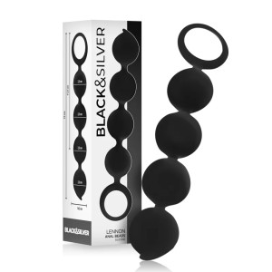 BLACK&SILVER LENNON ANAL BEADS 15CM SILICONE BLACK