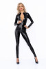 Powerwetlook catsuit with front zipper - S